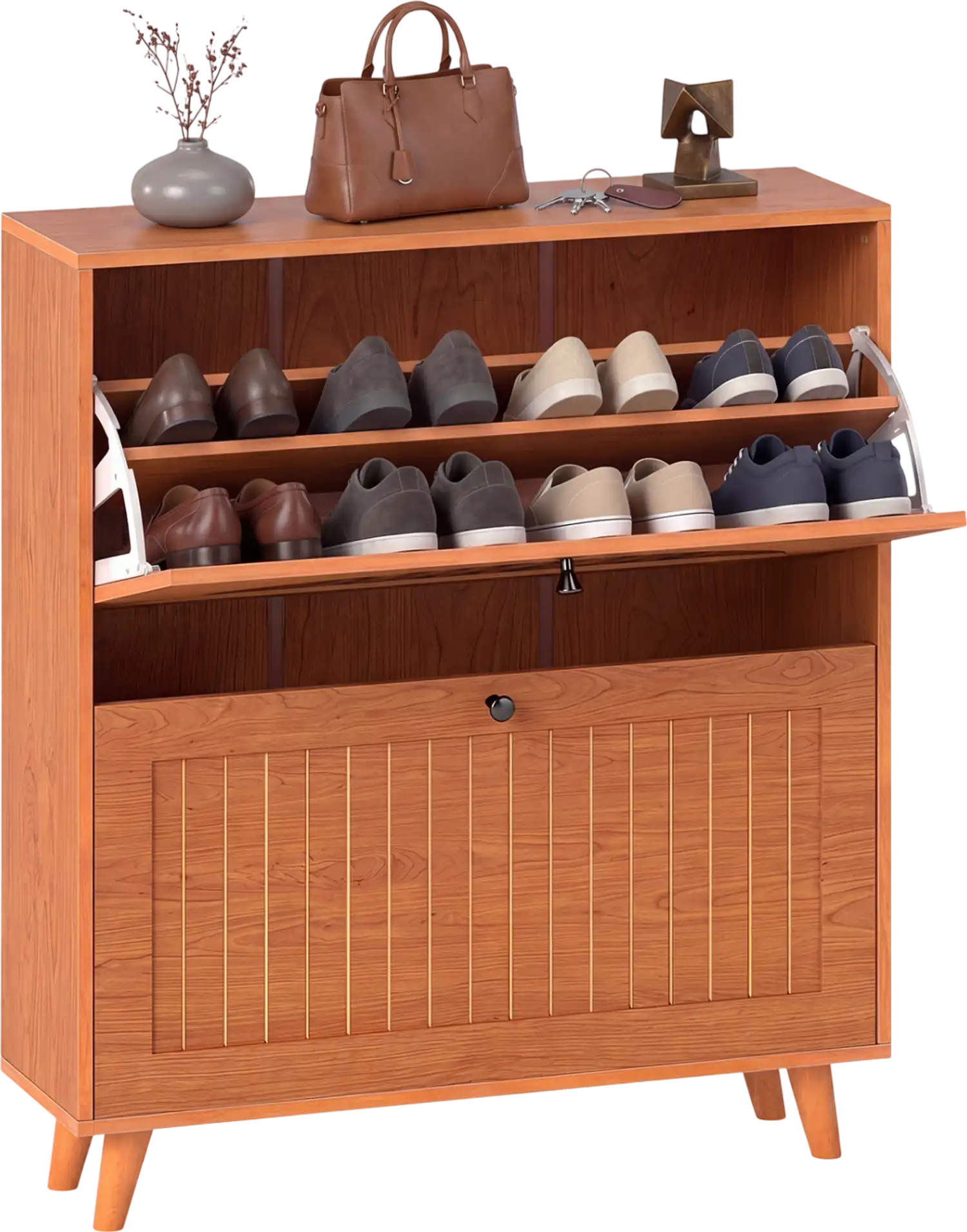Costway Narrow Shoe Cabinet Entryway Foyer Adjustable Removable Shelves 15316553 New