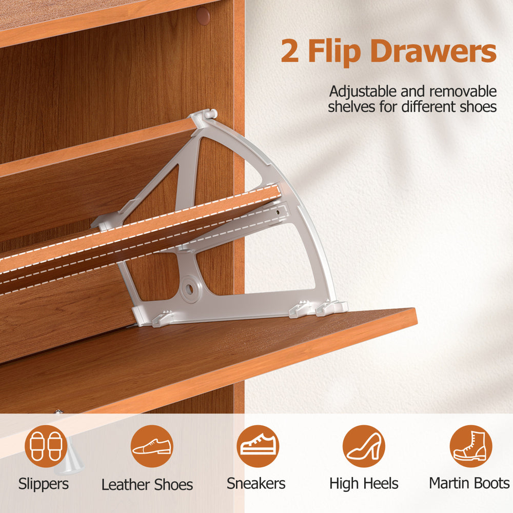 Narrow Shoe Cabinet with Adjustable and Removable Shelves for Entryway Foyer - Gallery View 6 of 9