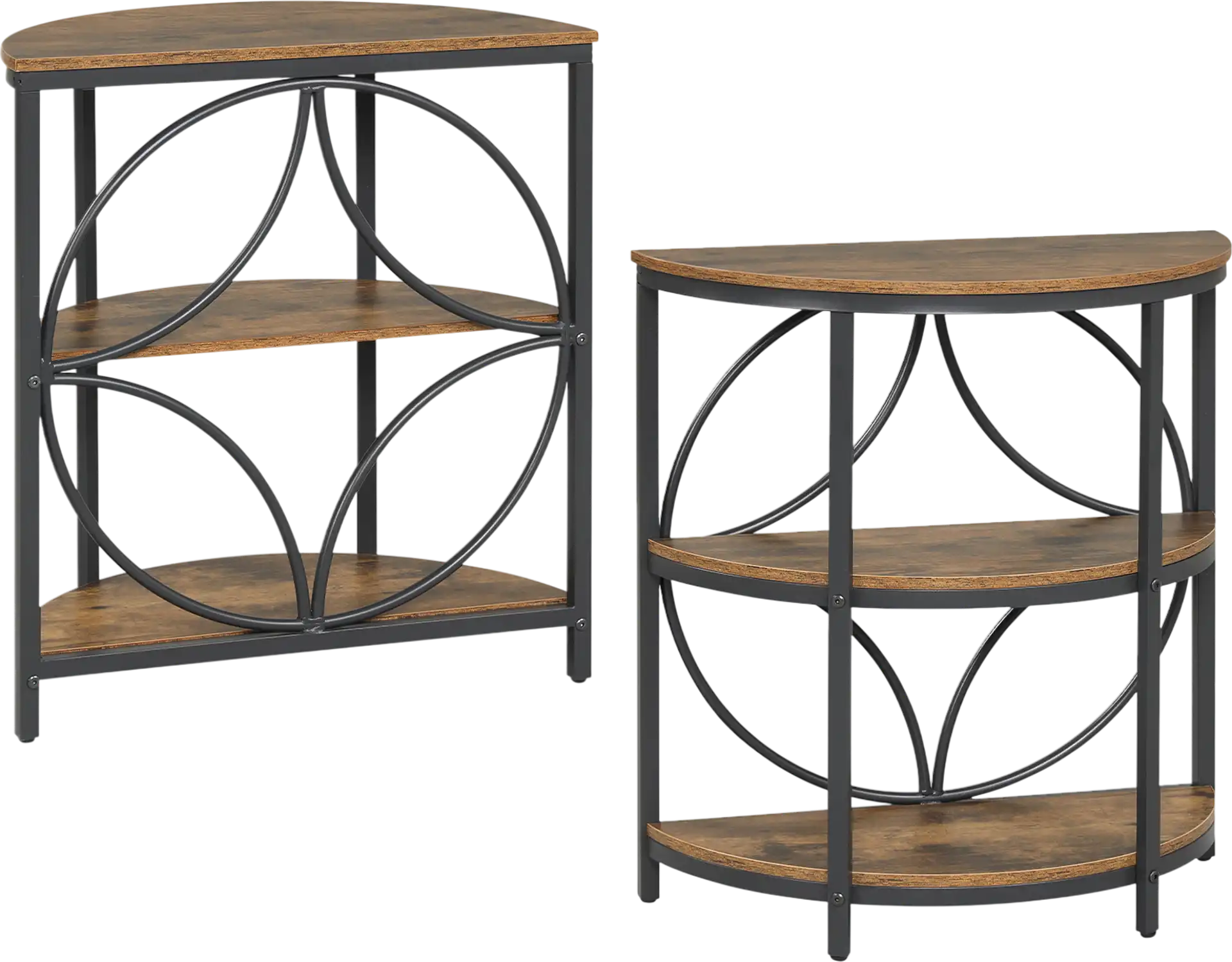 Costway Set of 2 Narrow Side Tables w/ Metal Frame & Storage Shelves 12100377 New