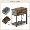 Narrow side table with charging station, LED lights, and spacious storage, designed for small spaces and easy assembly.