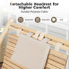 Detachable headrest on a solid fir wood lounge chair with soft padding, perfect for outdoor relaxation and comfort.