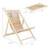 Solid fir wood lounge chair with a 3-level adjustable backrest and soft padded headrest, ideal for outdoor relaxation.