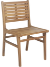 Natural Wood Armless Patio Chair with Slanted Back and Slatted Seat