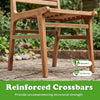 Natural wood armless patio chair showcasing reinforced crossbars for structural strength, ideal for outdoor spaces.