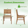 Natural wood armless patio chair dimensions with slanted back and slatted seat, 400 lbs capacity, ideal for outdoor use.