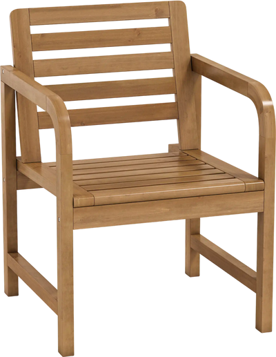 Costway Teak Patio Dining Armchair Slatted Seat Slanted Back 84595905 New