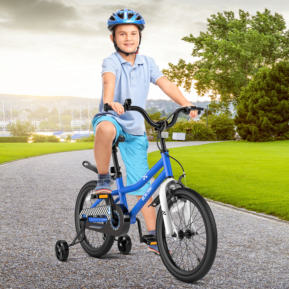 18 Feet Kids Bike with Removable Training Wheels-Navy - Gallery View 1 of 8