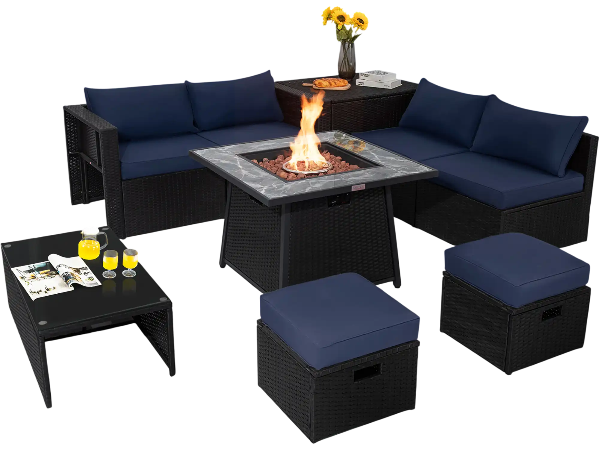Costway 9-Piece Outdoor Wicker Sectional Sofa Set with 35