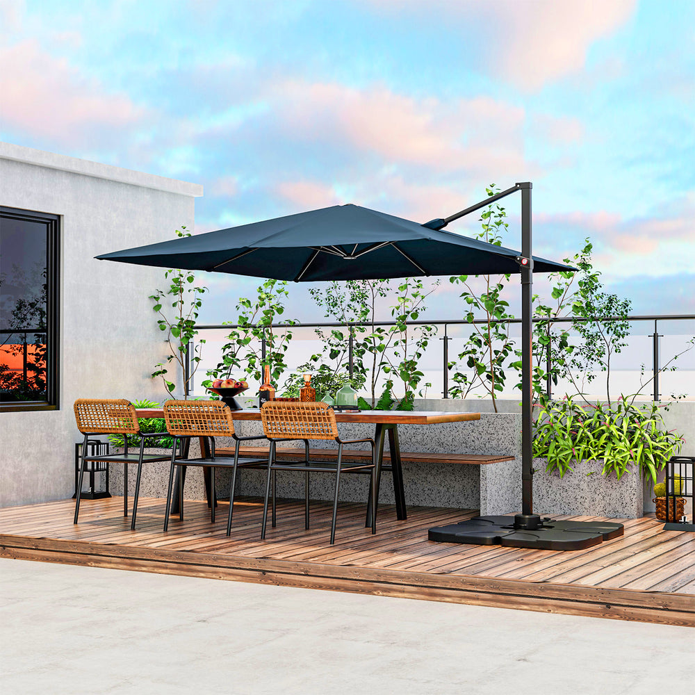 9.5 Feet Square Patio Cantilever Umbrella with 360° Rotation-Navy - Gallery View 1 of 10