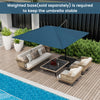 9.5 feet square patio cantilever umbrella in navy with 360° rotation, featuring a rustproof aluminum pole and cross.