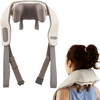 Neck shoulder massager in beige with adjustable straps, offering 4D shiatsu massage for deep relaxation at home or.
