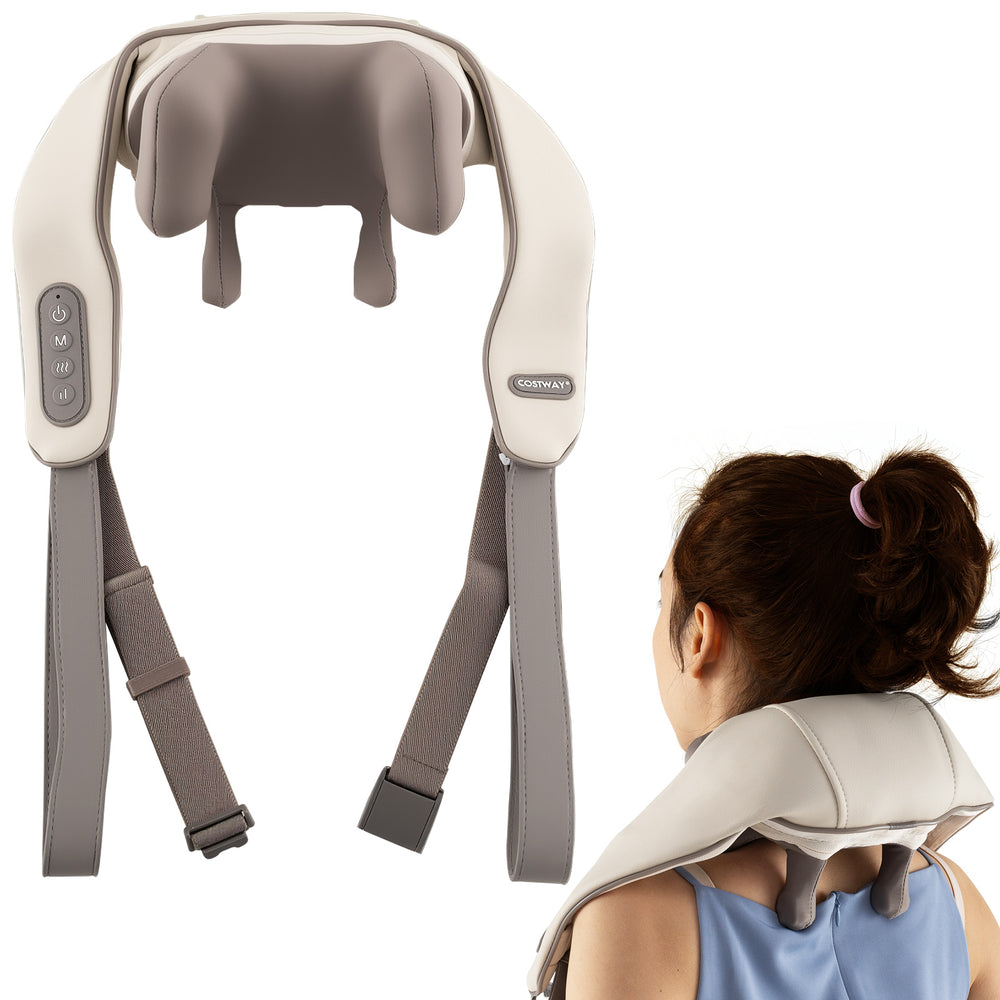 Neck Shoulder Massager 4D Deep Tissue Kneading Shiatsu Massage Machine-Beige - Gallery View 1 of 10