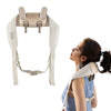 Neck shoulder massager in beige with adjustable straps, featuring 2 heat levels for pain relief and relaxation.