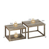 Nesting coffee table set of 2 in gray with spacious tabletop and bottom shelf, ideal for living room or office use.