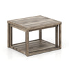Stackable rectangular gray nesting coffee table with rubber wood frame and spacious tabletop for versatile storage.
