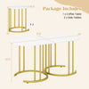 Nesting coffee table set with faux marble top and gold metal frame, ideal for living room or office use.