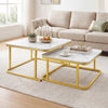 Nesting Coffee Table Set of 2 with Faux Marble Top and Metal Frame-White - Gallery View 1 of 11