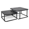 Nesting coffee table set of 2 features a faux marble top and sturdy metal frame, perfect for living room or office use.