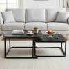 Nesting coffee table set of 2 showcases a stylish faux marble top and sleek metal frame, ideal for modern living spaces.