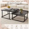 Nesting coffee table set of 2 features a faux marble top and durable metal frame, perfect for living room organization.