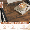 Rustic wood grain surface of the industrial bedside table with open shelf and fabric drawer, easy-to-clean and sleek.