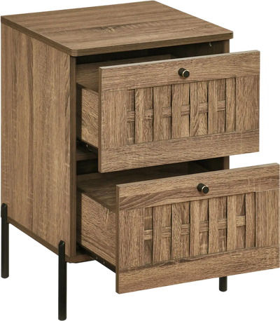 Costway Mid Century Modern Nightstand End Table 2-Drawer Storage 22665624 New