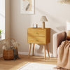 Modern Nightstand Bedside Table Mid Century with 2 Drawers-Natural - Gallery View 1 of 9