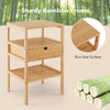 Bamboo nightstand with open shelves and drawer, featuring a sturdy frame and burr-free surface for living room or.