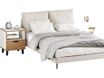 Costway Nightstand Set of 2 w/ Drawer & Open Shelf White 861425793 New