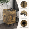 Rustic brown nightstand featuring two drawers, USB ports, and cable management hole for versatile bedside use.