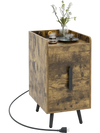 Rustic brown nightstand with 2 drawers, 2 USB ports, and a spacious tabletop, ideal for bedside or side table use.