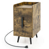 Rustic brown nightstand with 2 drawers and built-in USB ports, ideal for bedside or side table use.