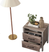 Nightstand with 2 drawers and open shelf in grey, featuring sturdy construction and non-slip foot pads for stability.