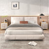 Nightstand with 2 pull-out drawers featuring elegant marble motifs, metal handles, and a spacious top for decor.