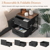 2-drawer nightstand in black with removable fabric bins, ideal for stylish storage in bedroom or living room.
