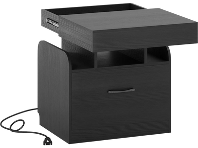 Costway Nightstand with Charging Station Modern Bedside Table 13358238 New