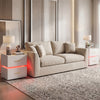 Nightstand with adjustable RGB LED light strip, two storage drawers, and a charging station for modern bedside.
