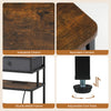 Nightstand with rustic brown finish, featuring a sturdy metal frame, rounded corners, and adjustable foot pads.