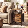 Nightstand with Charging Station 24.5 inch Modern Bedside Table with 2 Fabric Drawers-Rustic Brown - Gallery View 1 of 11