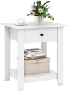 Modern white nightstand with drawer and open shelf, perfect for bedroom or living room storage and organization.