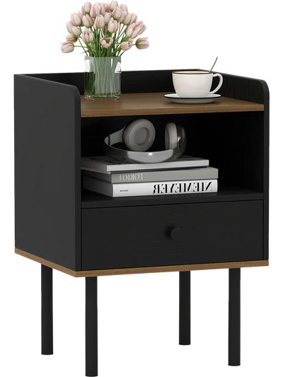 Costway 3-Tier Nightstand Sofa Side Table w/ Drawer Open Shelf 43687090 New