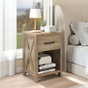 Natural nightstand showcasing a spacious open shelf and X-shaped design, ideal for stylish bedroom or living room.