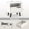 Mid-century modern nightstand with 3D wavy pattern, open shelf, and drawer for stylish bedroom storage.