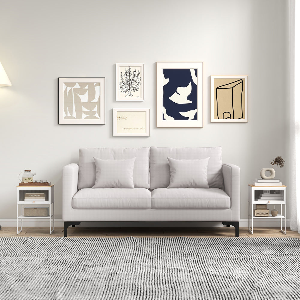 Compact white nightstand with flip-up door, 3-tier storage, modern design, perfect for living room or bedroom use.