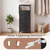 Nightstand with integrated charging station, featuring 4 fabric drawers and anti-toppling devices for safety and.