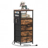 Nightstand showcasing a stylish wood-like surface, featuring a side pocket and integrated charging ports for.