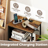 Nightstand with integrated charging station featuring 2 AC outlets and USB ports, ideal for bedroom or home office use.