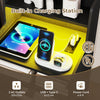 Nightstand with built-in charging station, adjustable RGB LED light, and ample storage for organized bedside space.