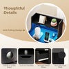 Nightstand with LED light, charging station, and two drawers, featuring anti-falling design and non-slip foot pads.