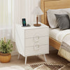 Nightstand with Power Outlets and 3 Drawers Modern Bedside Table with Cable Hole-White - Gallery View 1 of 9